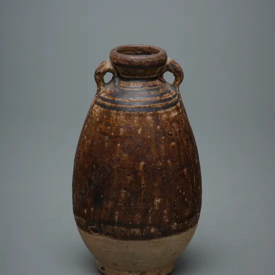 Stoneware ring-handled bottle - Sawankhalok - c.14thC,